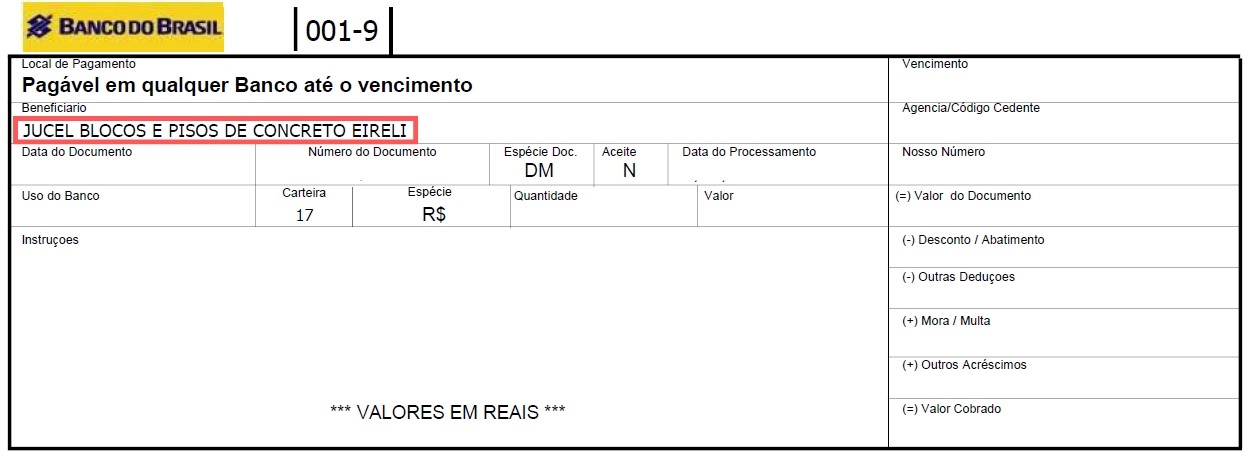 Boleto verdadeiro Jucel Blocos